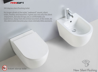 Inodoro ultrasilencioso de 360 ​​grados, placa de cubierta inteligente con reducción de ruido, nuevo diseño de función, Tornado de cerámica silencioso