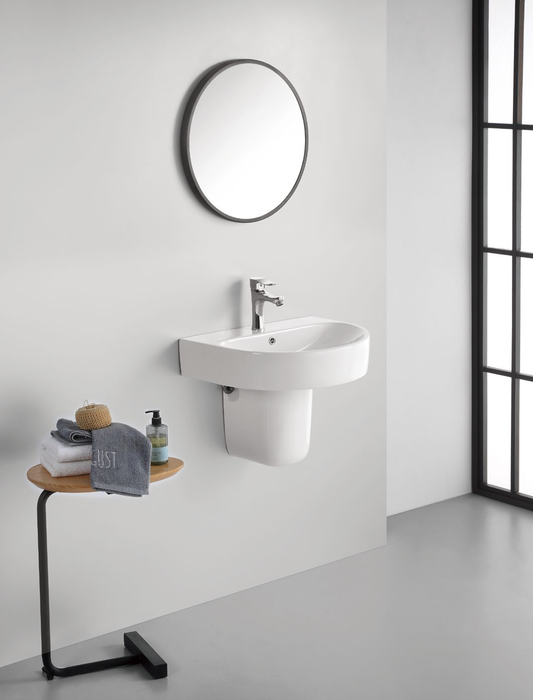 L001-P001 Half hanging pedestal basin