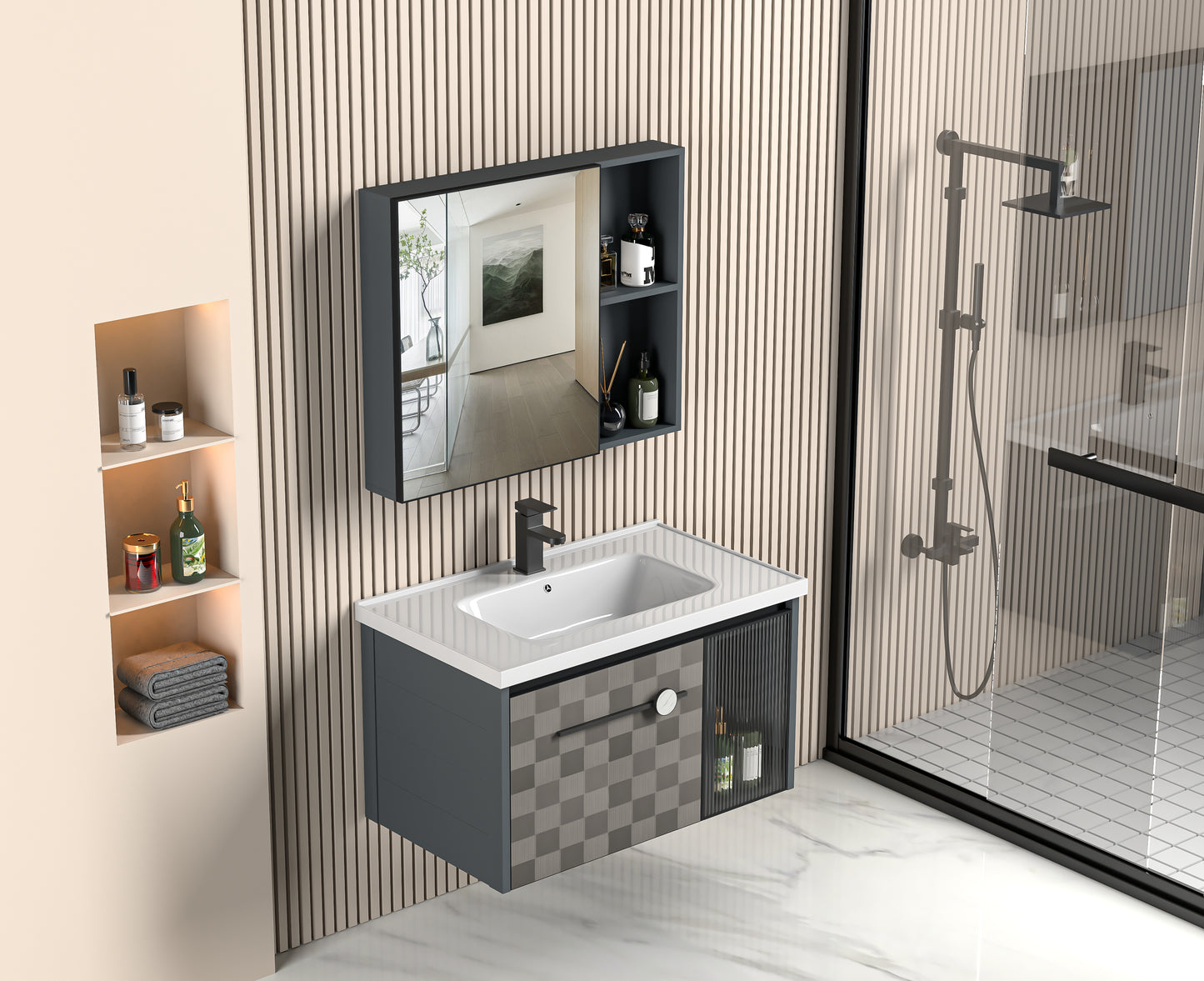 Q3 Mobile da bagno dal design nordico con design multistrato