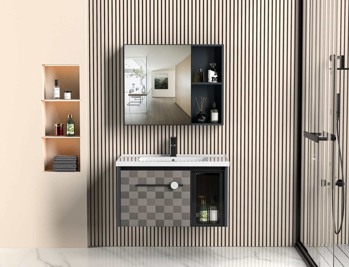 Q3 Mobile da bagno dal design nordico con design multistrato